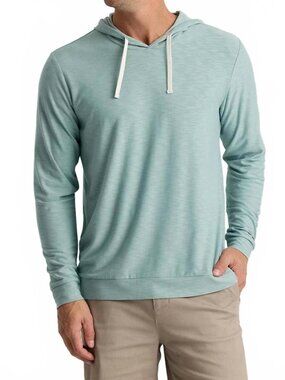 Free Fly Men's Bamboo Slub Hoodie II Ocean Mist Long Sleeve Active Medium
